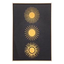 Three Suns Gold and Black Canvas Wall Art 