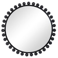 Cyra Black Round Mirror 