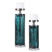 Almanzora Teal Glass Candleholders Set of 2 - UTT1552