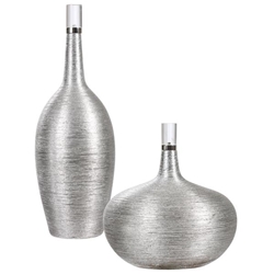 Gatsby Silver Ribbed Bottles Set of 2 
