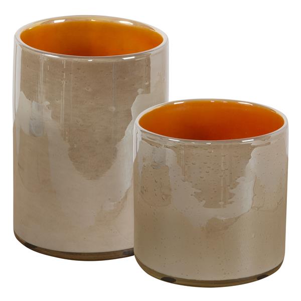 Tangelo Beige Orange Vases Set of 2 