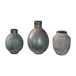 Mercede Weathered Blue-Green Vases Set of 3 
