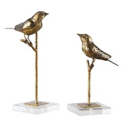 Passerines Bird Sculptures Set of 2 