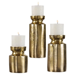 Amina Antique Brass Candleholders Set of 3 