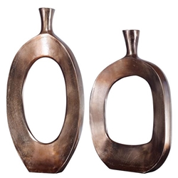 Kyler Textured Bronze Vases Set of 2 