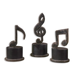 Music Notes Metal Figurines Set of 3 