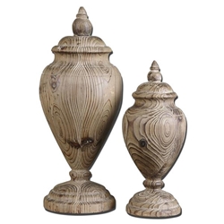 Brisco Carved Wood Finials Set of 2 