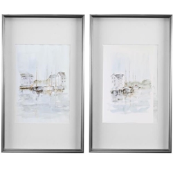 New England Port Framed Prints Set of 2 