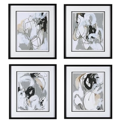 Tangled Threads Abstract Framed Prints Set of 4 