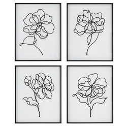 Bloom Black White Framed Prints Set of 4 