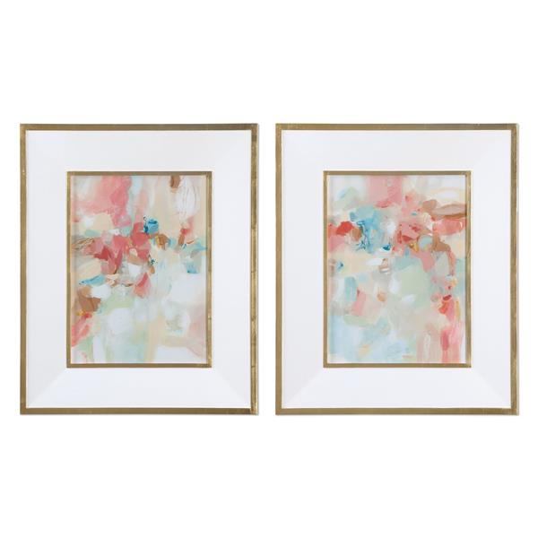 A Touch Of Blush And Rosewood Fences Art Set of 2 